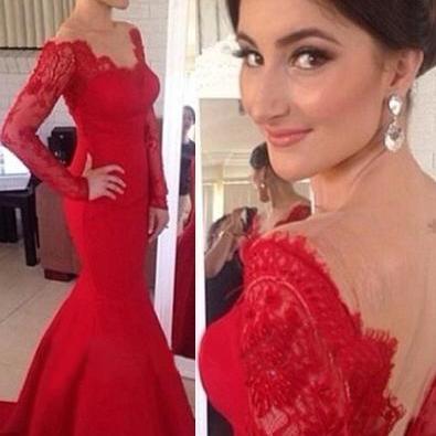 Red Wedding Dress with Sleeves