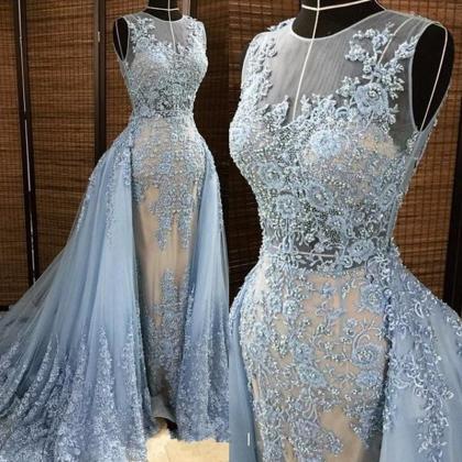 2017 Gary Applique Tulle Long Prom Dresses Jewel..