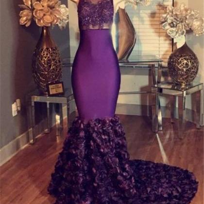 Purple Chiffon Mermaid Prom Dresses Scoop..