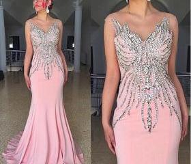 Sexy Mermaid Long Prom Dress With Beading Luxury Evening Dress Tulle ...