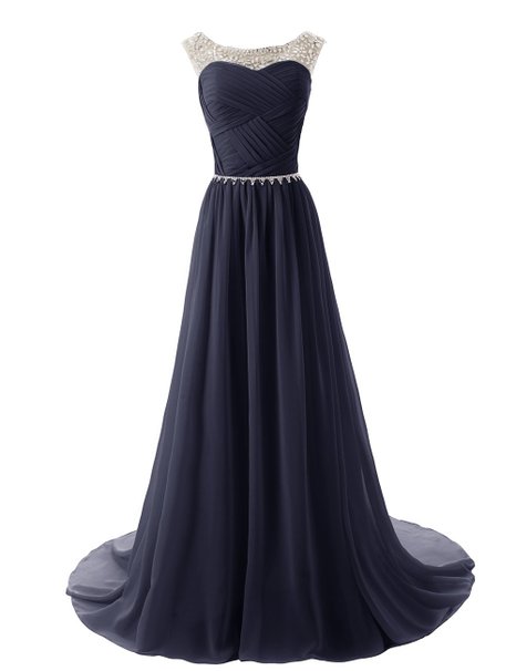 A-line Prom Dresses 2017 Scoop Sleeveless Evening Dresses Backless Crystals Chiffon Sash Long Party Gowns Sweep Train Women Formal Gowns